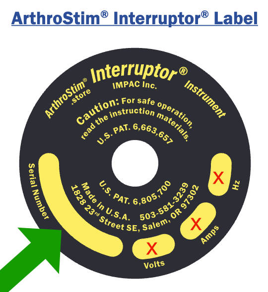 Arthrostim serial number