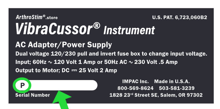 Vibracussor Serial Number